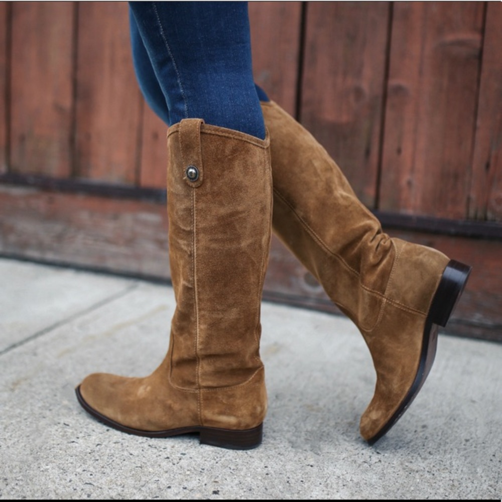 FRYE Melissa Button Suede Boots in Cashew